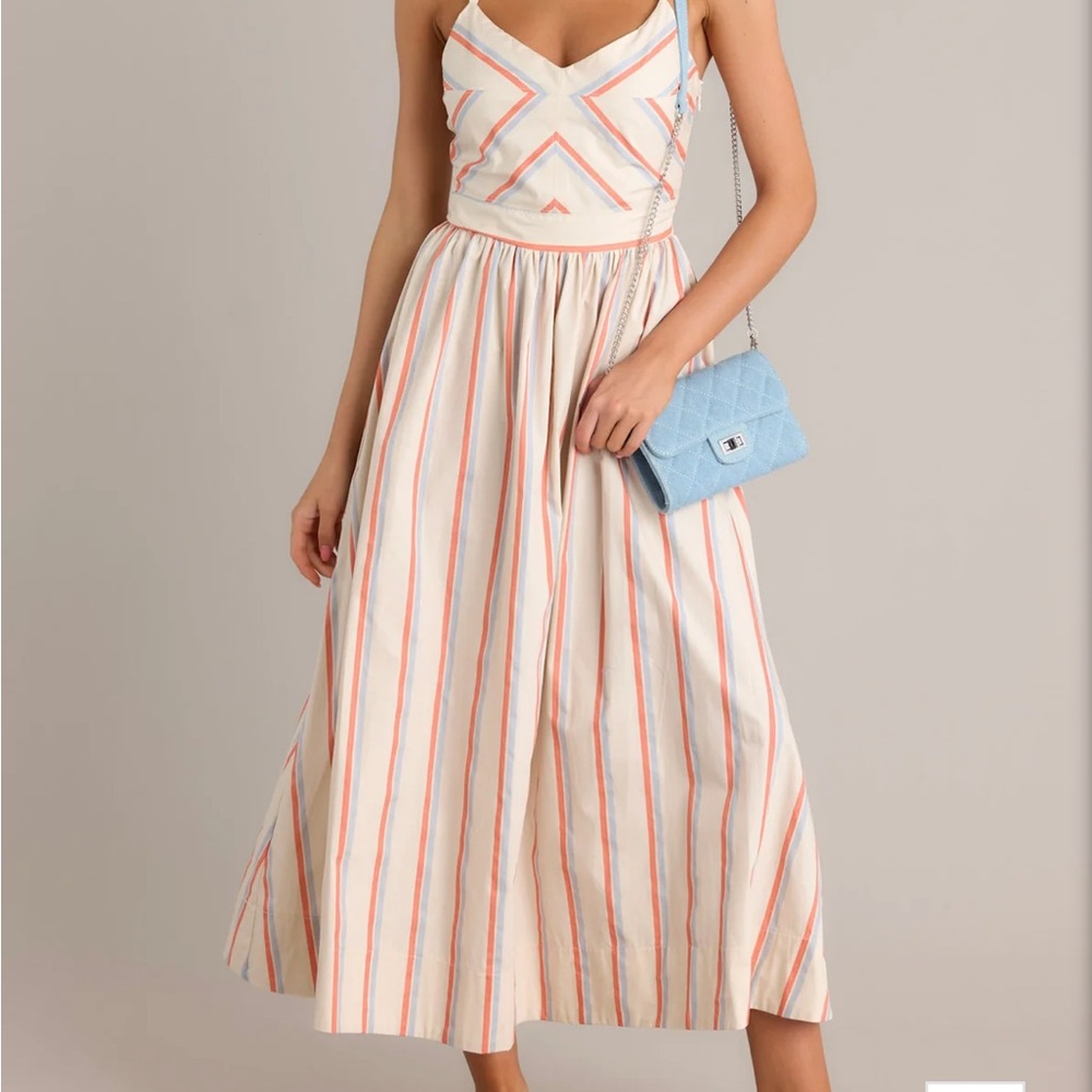 Striped Cream and Pink Maxi Dress